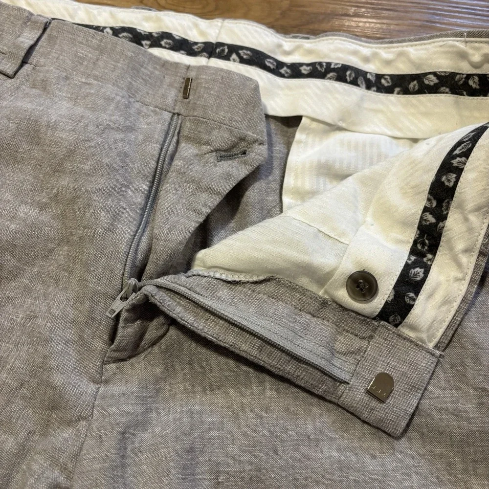 Jos A Bank Dress Pants Mens Fits 32x30 Grey Linen Cotton Slim Fit Suit Separates